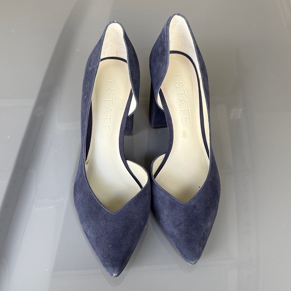1. State Women's Dark Blue Suede Heels